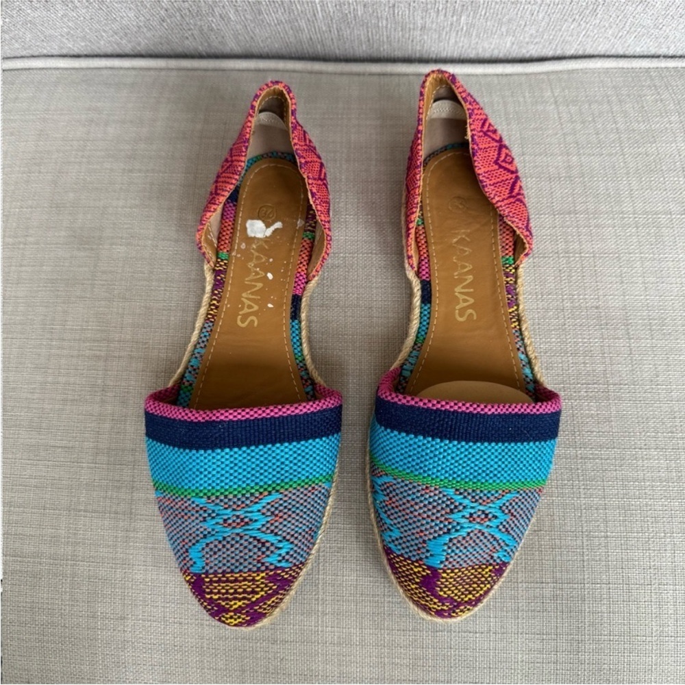 Anthropologie Blue and Pink Espadrille Shoes with Vibrant Style